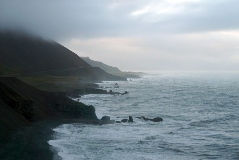 Island Fjorde im Nebel